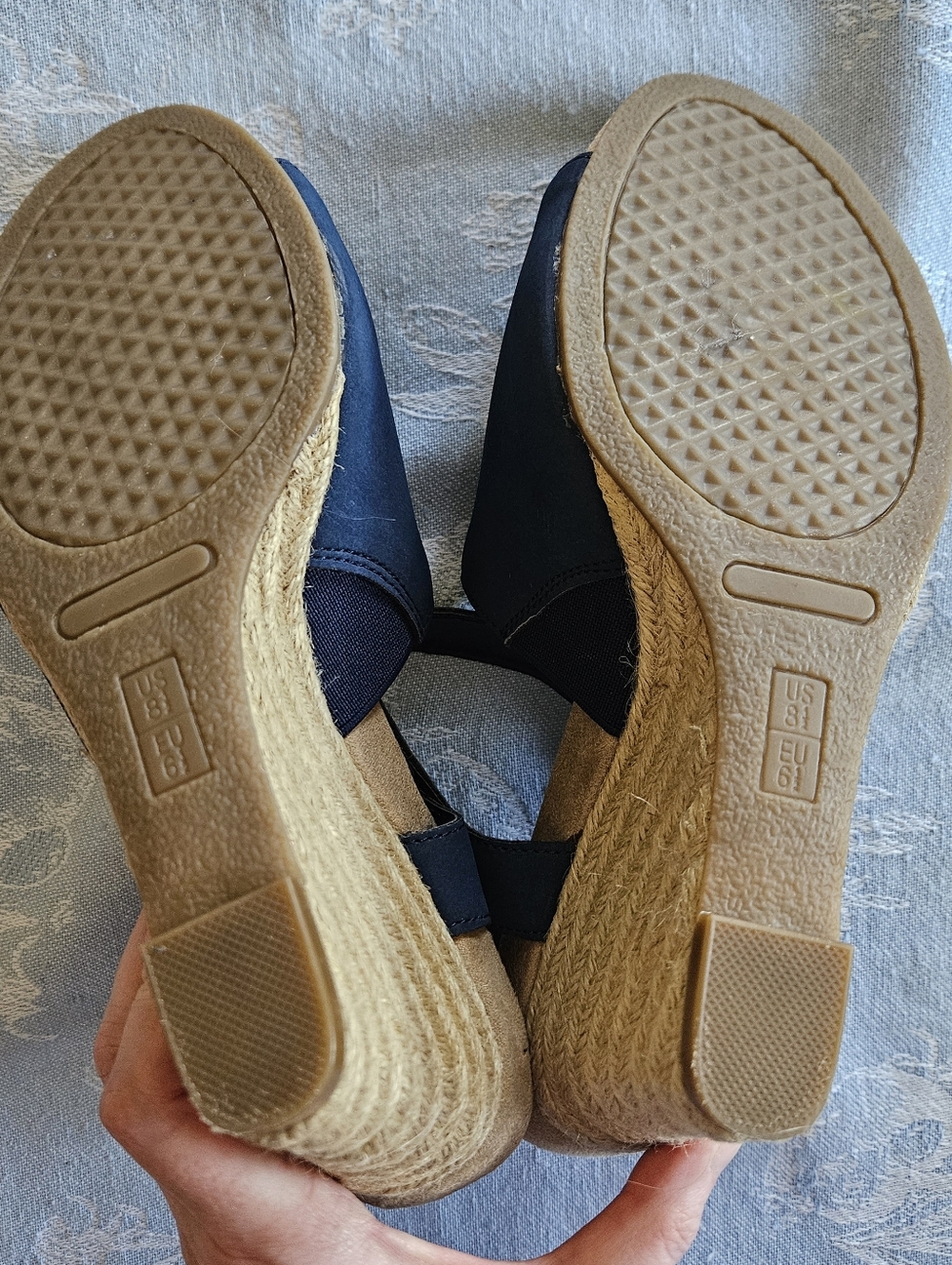 Aerosoles Espadrille Navy Wedge Sandals-with Adjustable Straps Size 8.5 - Picture 7 of 8